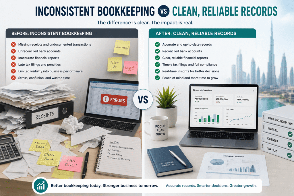Inconsistent Bookkeeping vs Clean, Reliable Records