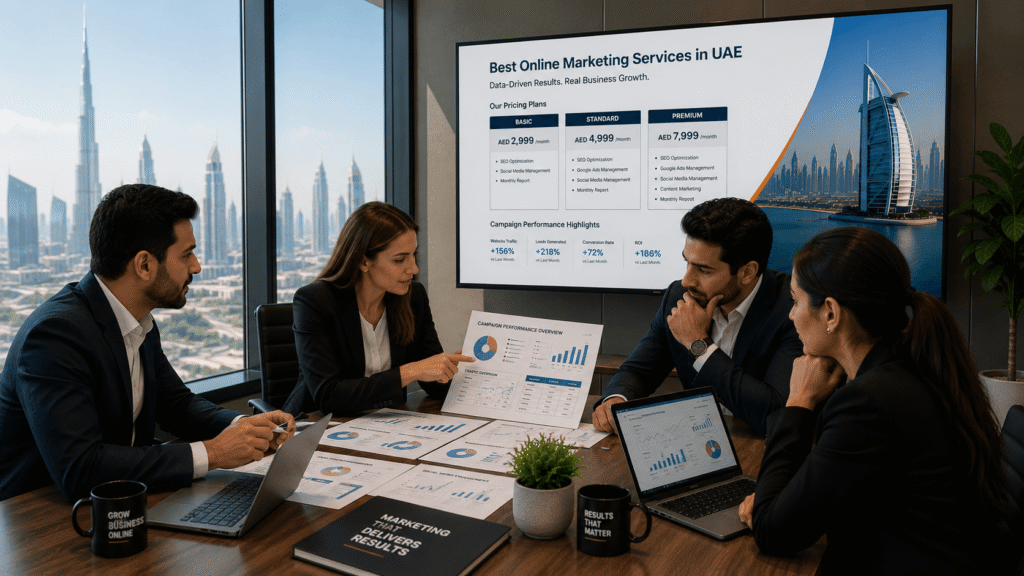 best online marketing services UAE - reviewing pricing and campaign reports