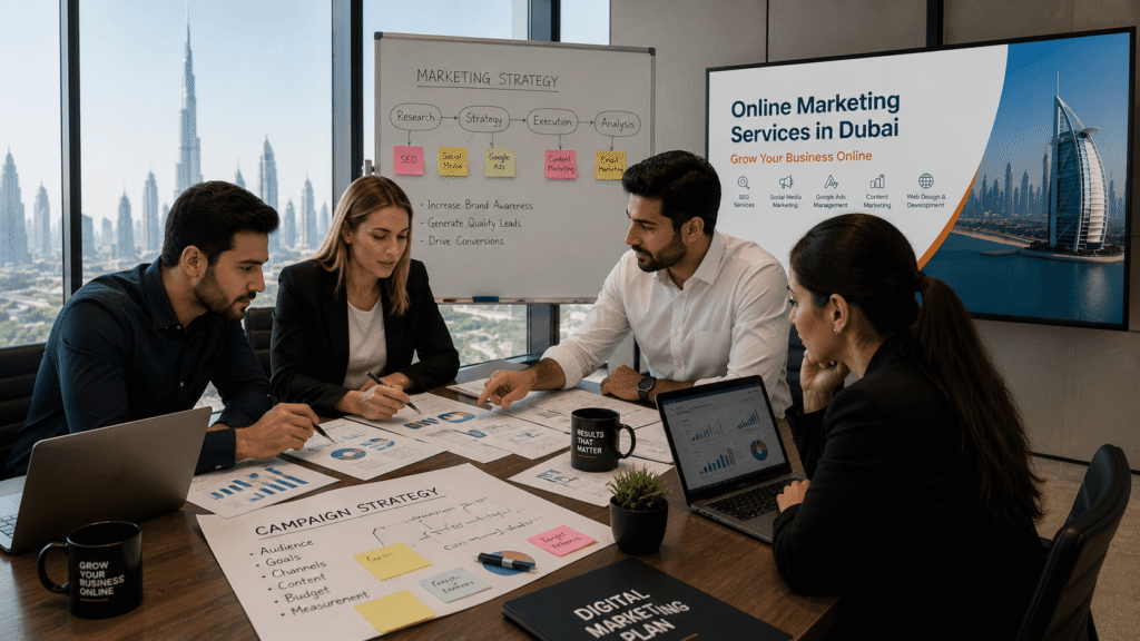 online marketing services Dubai - marketing team planning campaign strategy